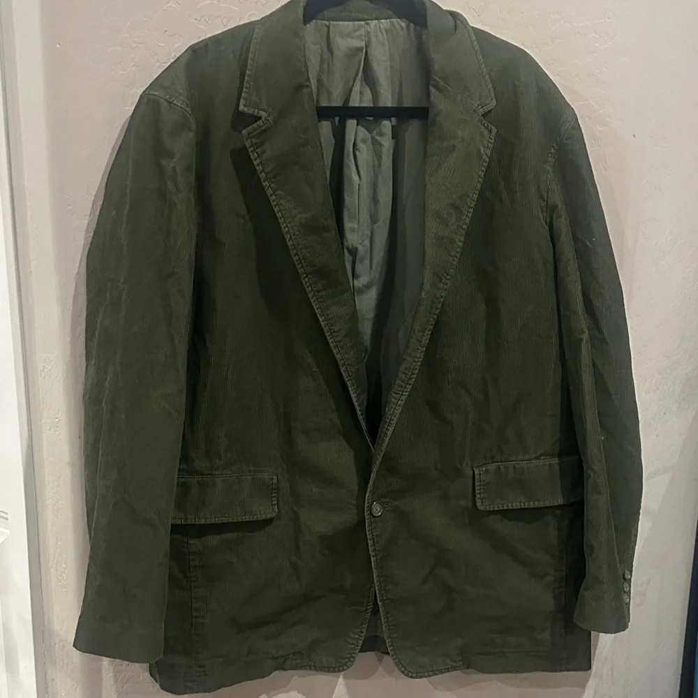 J. Crew Men's Olive Corduroy Military-Inspired Field Blazer